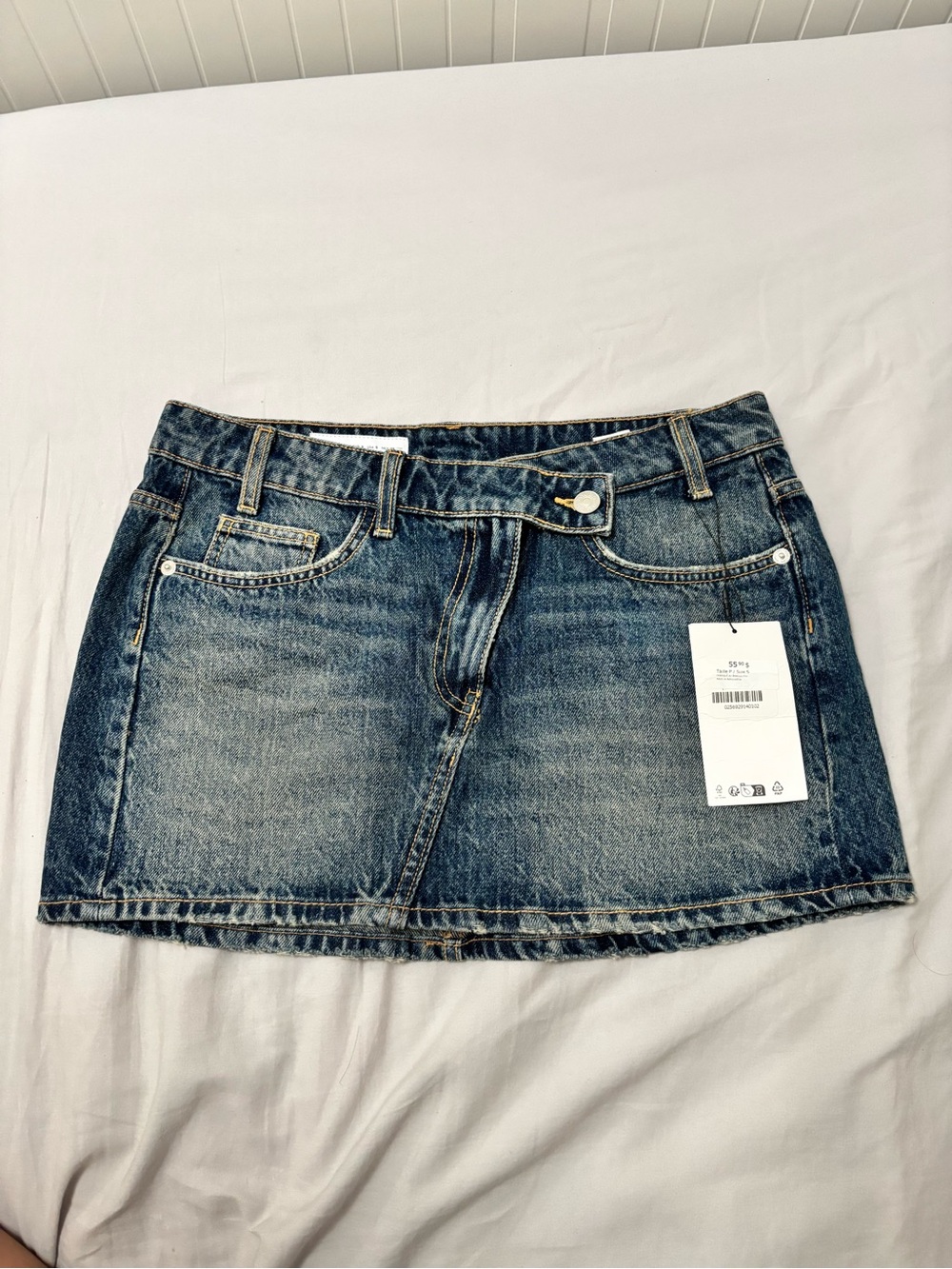 Zara Blue Washed Denim Mini Skirt